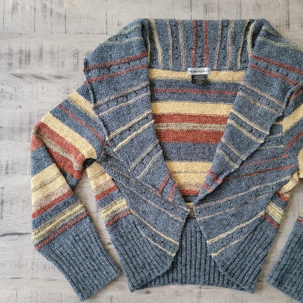 Parkhurst Multi Color Striped Open Front Cardigan… - image 2
